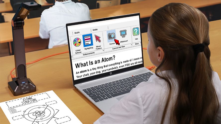 SuperNova displayed on a laptop - being used by a child in a classroom